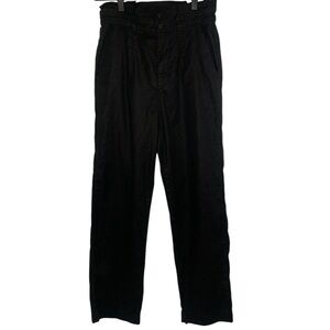 Evereve Size 25 Black Linen Blend Casual Minimalist Capsule Trouser Pants